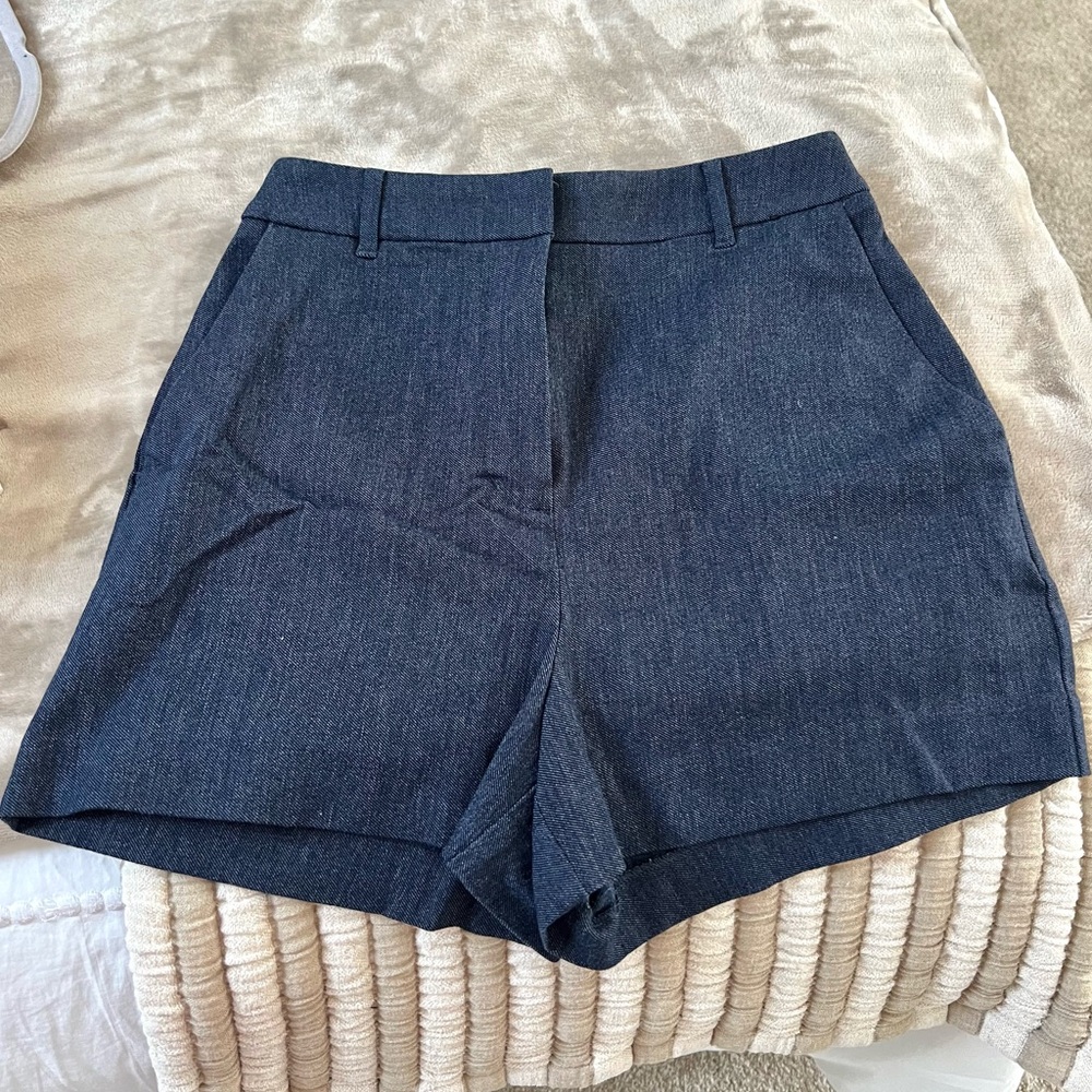 Express Dark Chambray Trouser Shorts